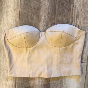 Beige Strapless Bustier Top